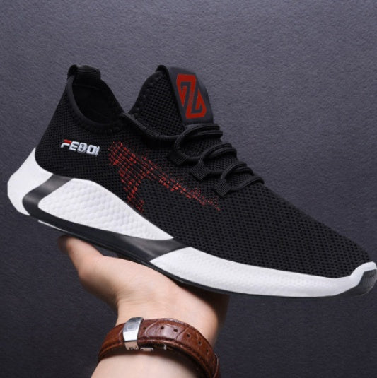 New Sports Shoes Men's Breathable Casual Mesh Shoes Comfort Increase Lace-up Non-slip Low-top Running Shoes - Alsy store