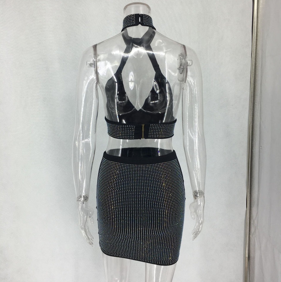 Women Diamonds Two Piece Set Dress - Alsy store