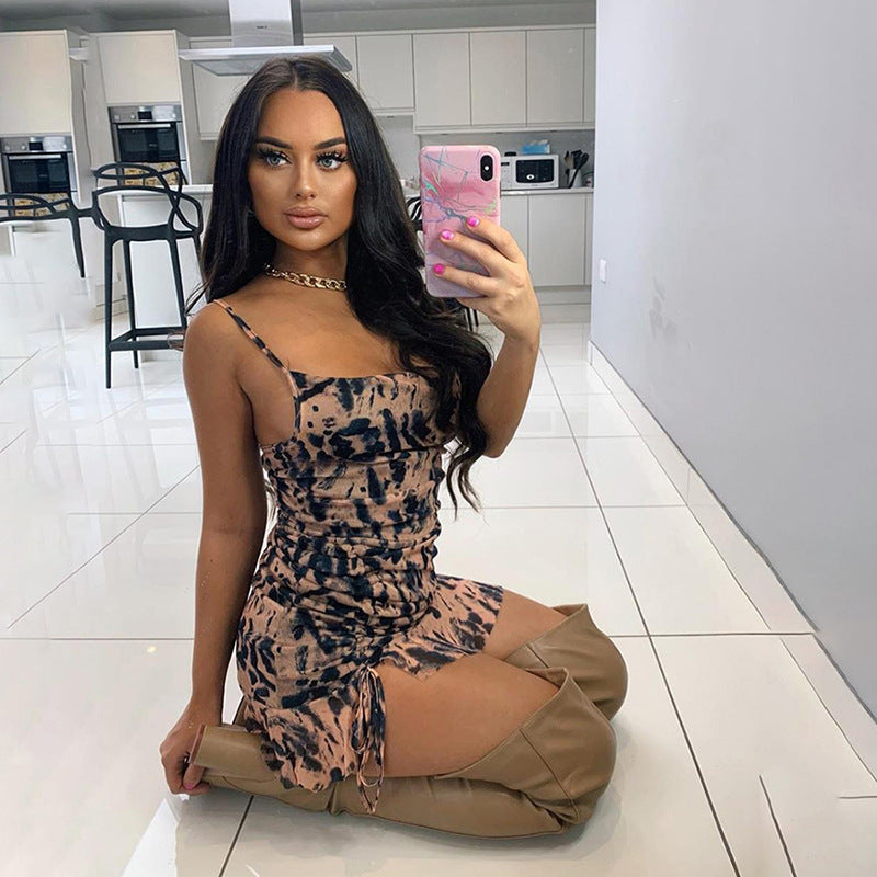 Fashion street style sexy halter print dress - Alsy store
