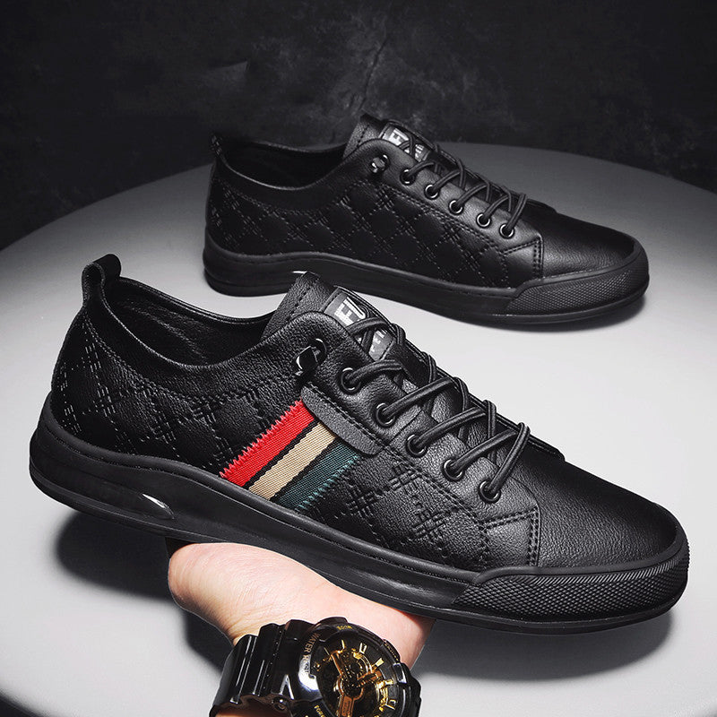 Men's Casual Leather Shoes Versatile Leather Board Shoes Thin Style Breathable Alsy store