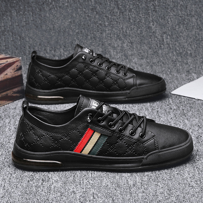 Men's Casual Leather Shoes Versatile Leather Board Shoes Thin Style Breathable Alsy store