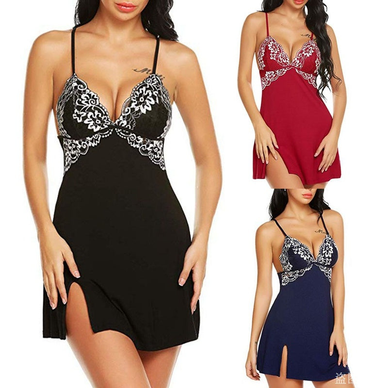 Gown Big Size Dress Embroidery Lace Robe Sexy Night Wear - Alsy store