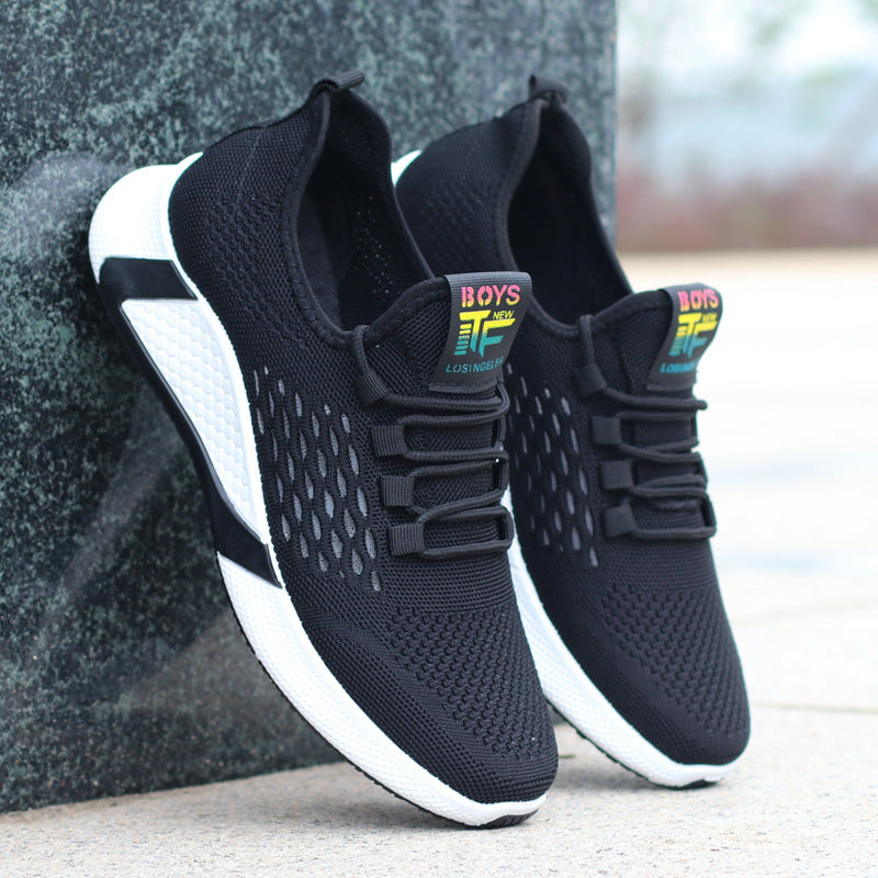 New Sports Shoes Men's Breathable Casual Mesh Shoes Comfort Increase Lace-up Non-slip Low-top Running Shoes - Alsy store
