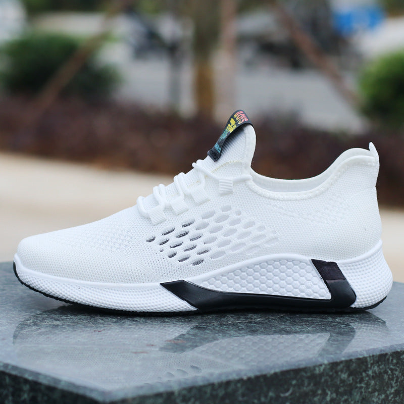 New Sports Shoes Men's Breathable Casual Mesh Shoes Comfort Increase Lace-up Non-slip Low-top Running Shoes - Alsy store