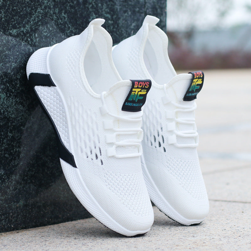 New Sports Shoes Men's Breathable Casual Mesh Shoes Comfort Increase Lace-up Non-slip Low-top Running Shoes - Alsy store