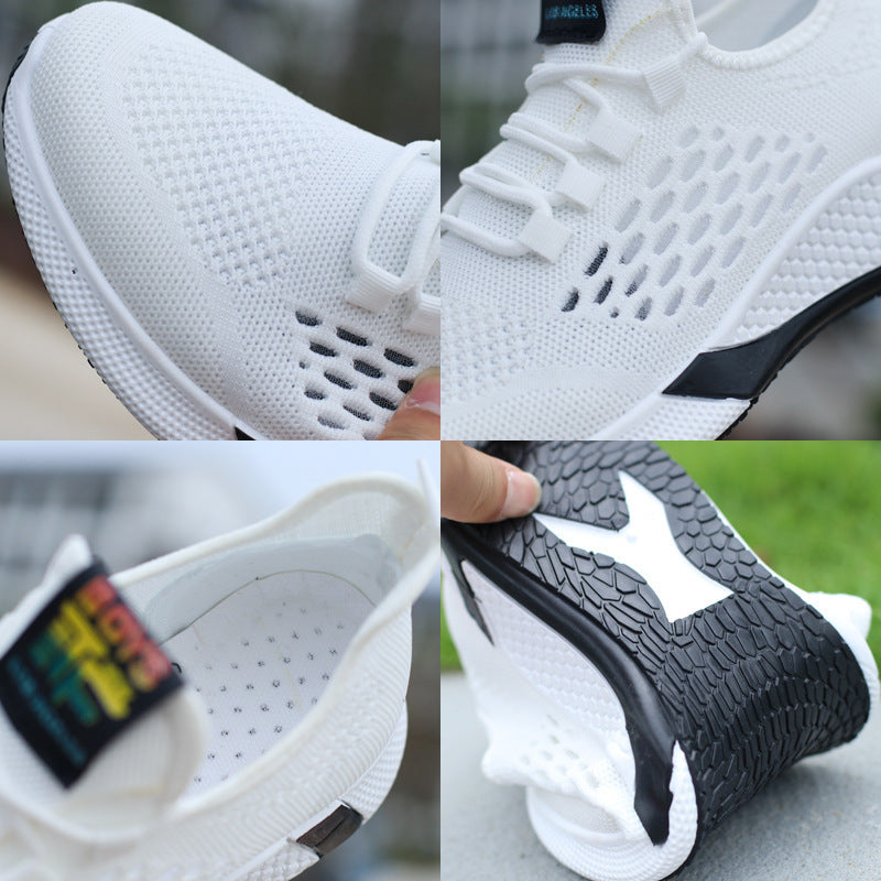 New Sports Shoes Men's Breathable Casual Mesh Shoes Comfort Increase Lace-up Non-slip Low-top Running Shoes - Alsy store