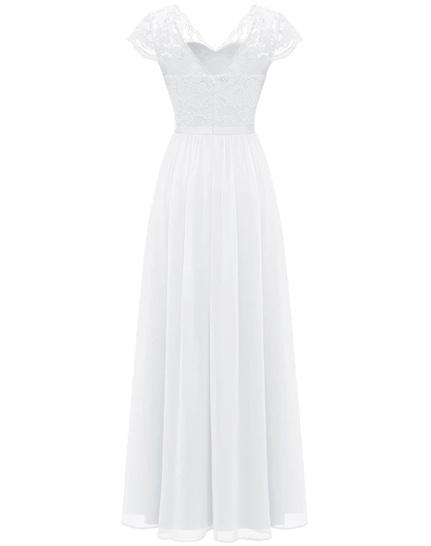 Lace Edge Chiffon Patchwork Waist-tight Long Dress Alsy store