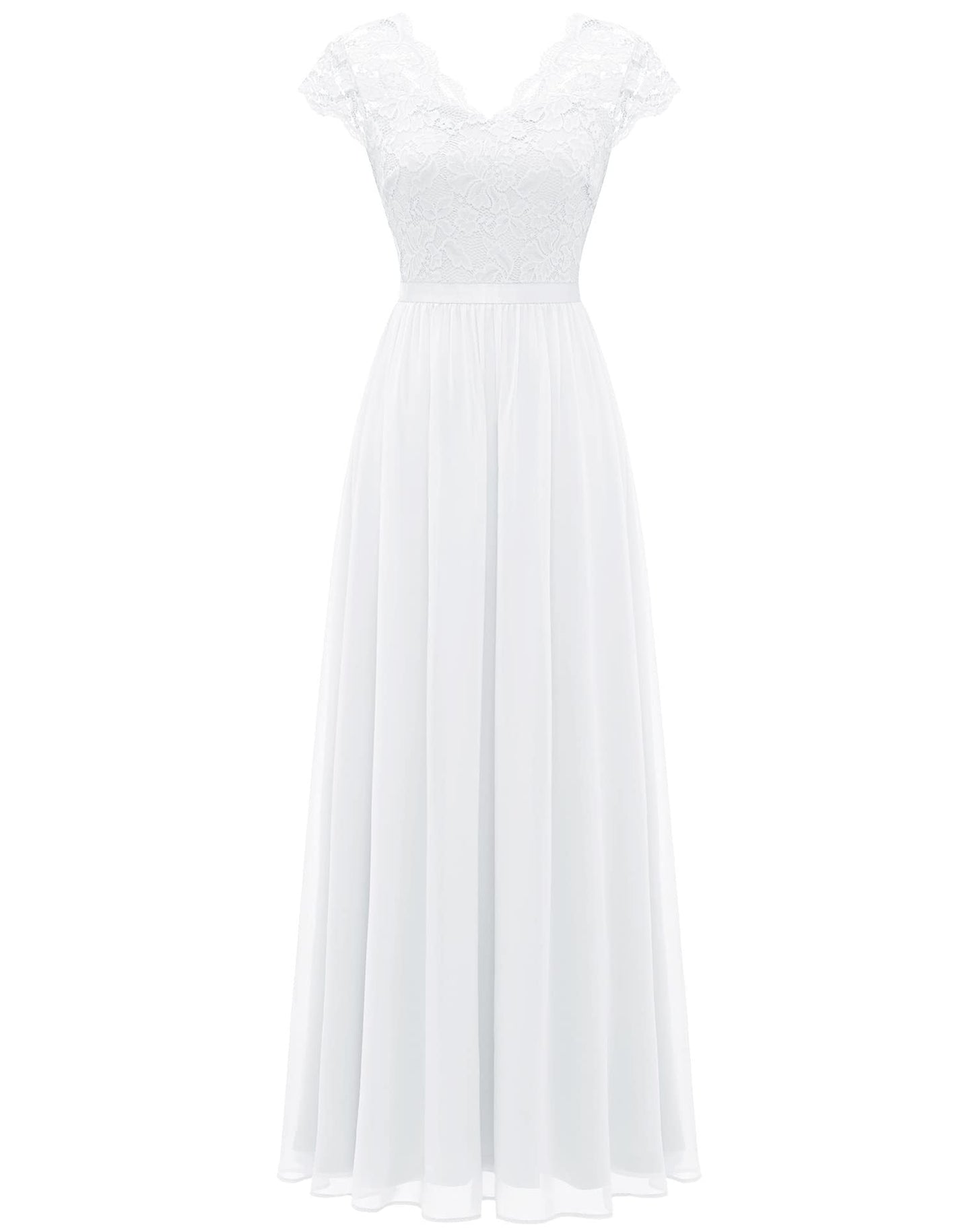 Lace Edge Chiffon Patchwork Waist-tight Long Dress Alsy store