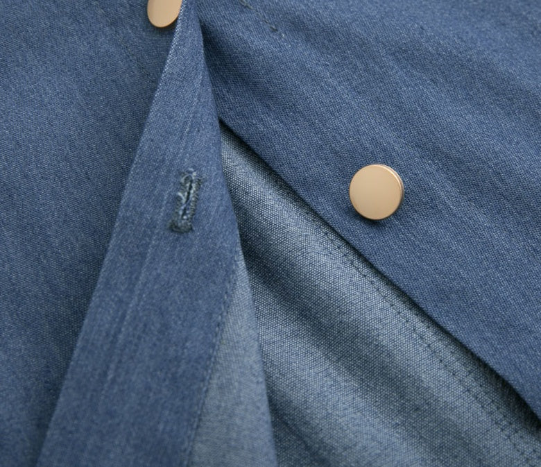 Women's long denim suspender dress