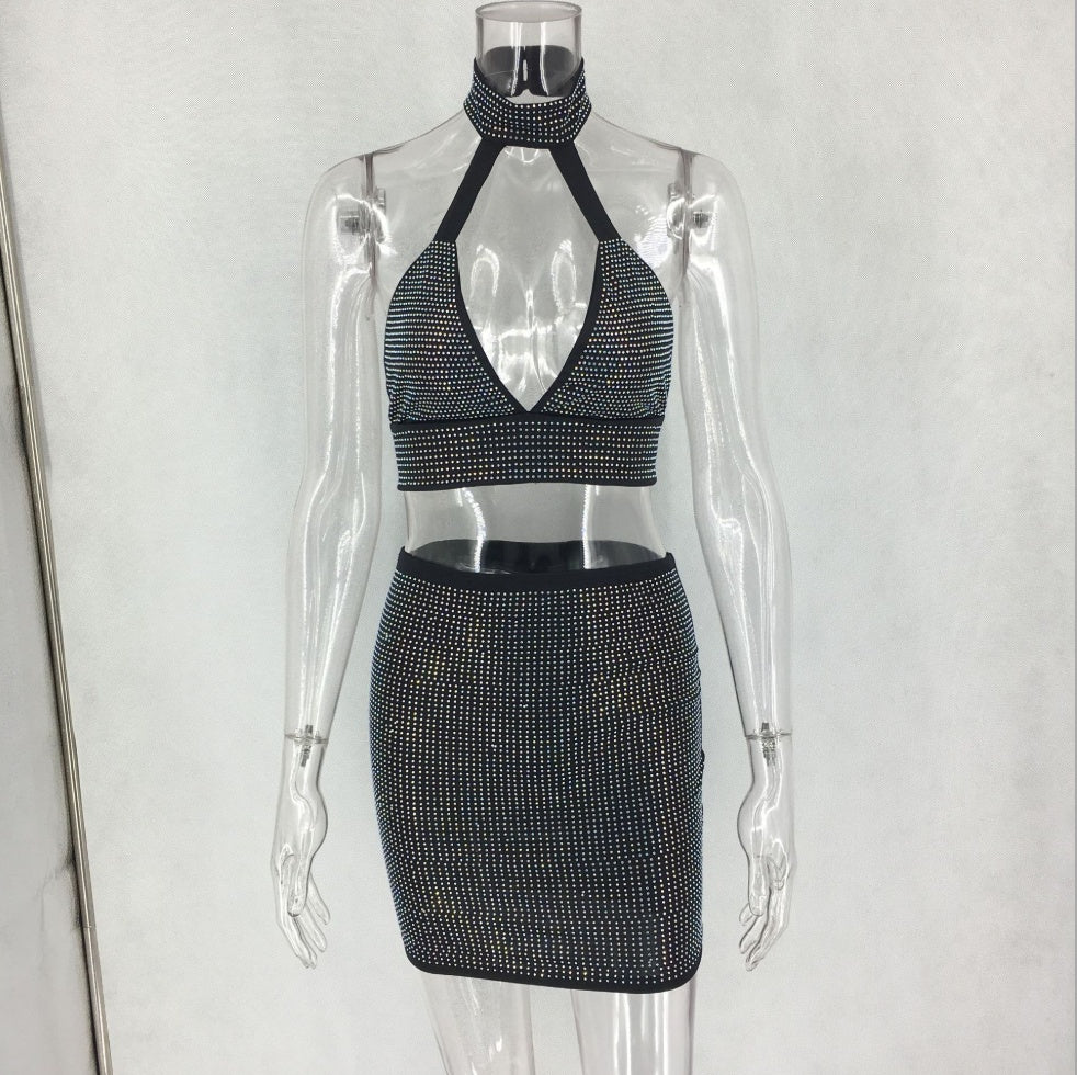 Women Diamonds Two Piece Set Dress - Alsy store