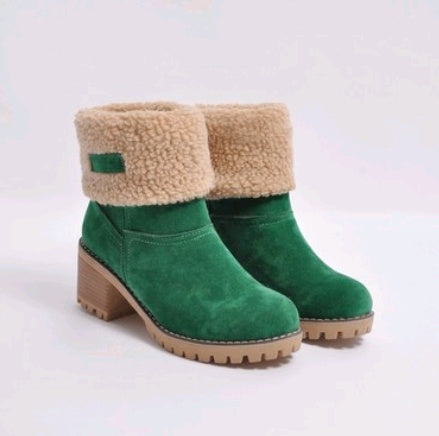 Mid-Tube Thick Heel Suede Snow Boots - Alsy store
