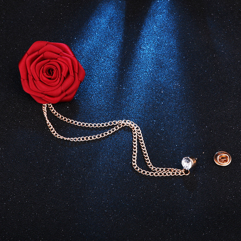 Fashion Handmade Rose Brooch Tassel Men Suit - Alsy store