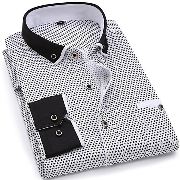 Men Fashion Casual Long Sleeved Printed shirt Slim Fit Male Social Business Dress Shirt Brand Men Clothing Soft Comfortable eprolo