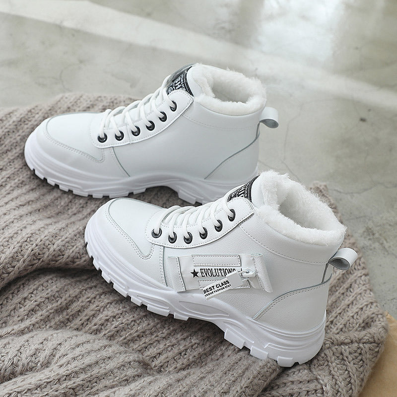 Fleece Lace-up Boots Winter Warm Short Plush High-top Shoes Alsy store