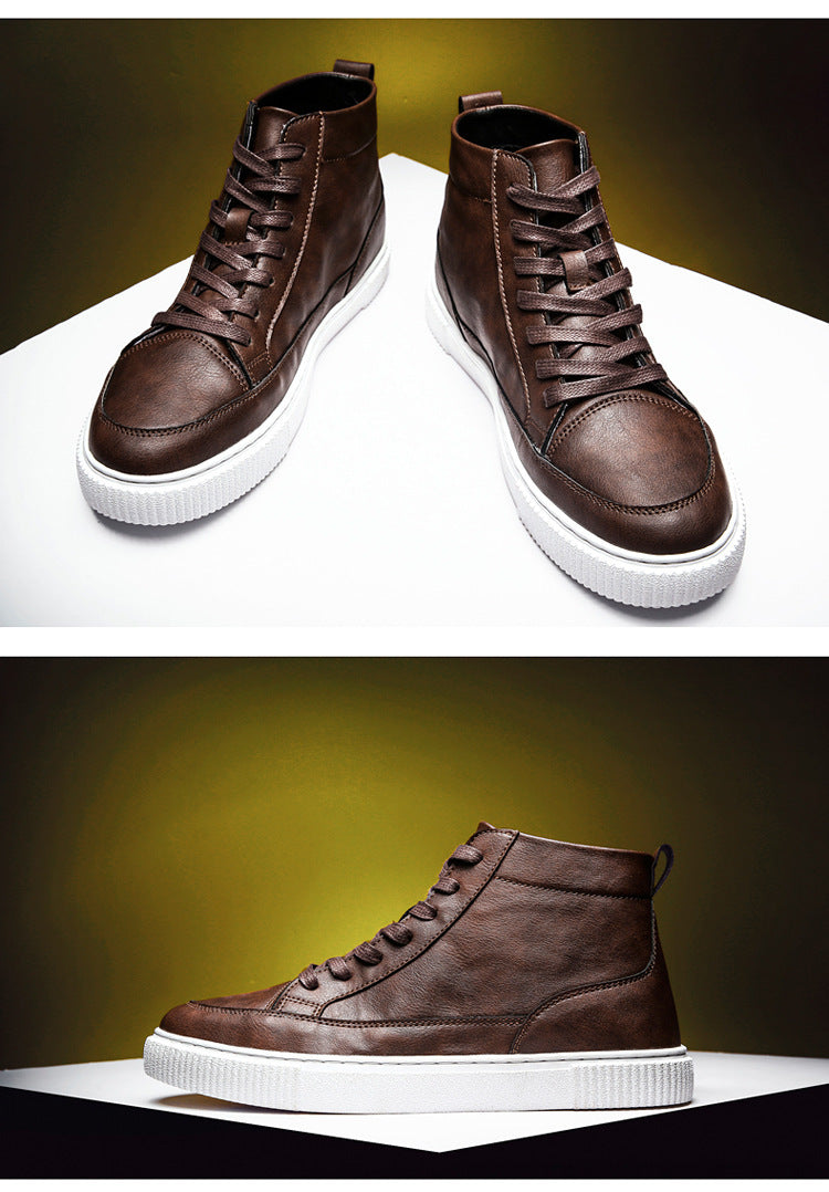 High-Top Sneakers Casual Leather Top Handmade Shoes Sneakers Alsy store