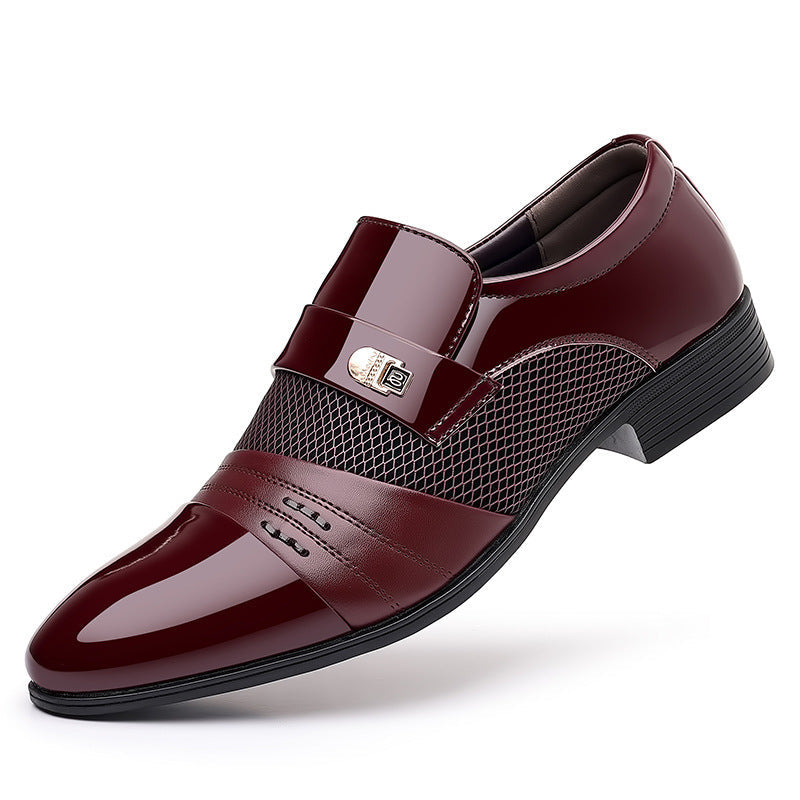 Wine Red Fashion Patchwork Leather Shoes For Men Alsy store