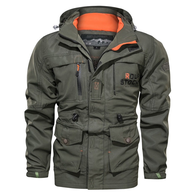 Cross-border Alsy jacket men's mid-length casual outdoor hooded plus size jacket men's jacket spring and autumn - Alsy store