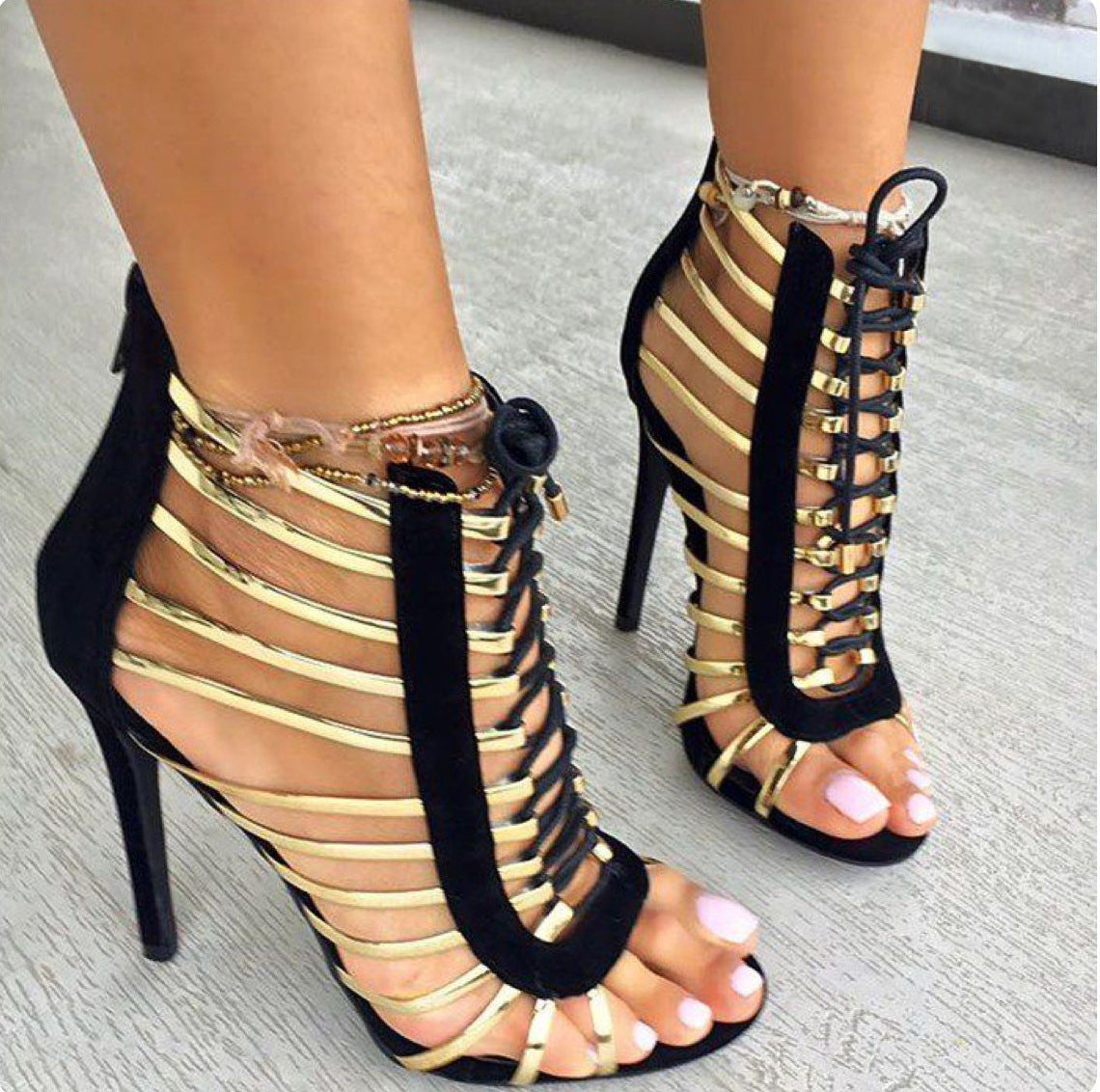 Metallic stiletto sandals Alsy store
