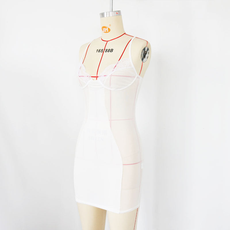 Mesh Lace Patchwork Petticoat Dress Women - Alsy store