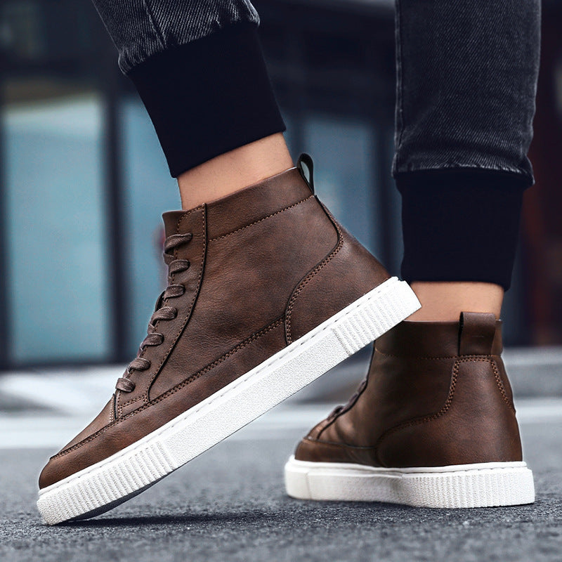 High-Top Sneakers Casual Leather Top Handmade Shoes Sneakers Alsy store