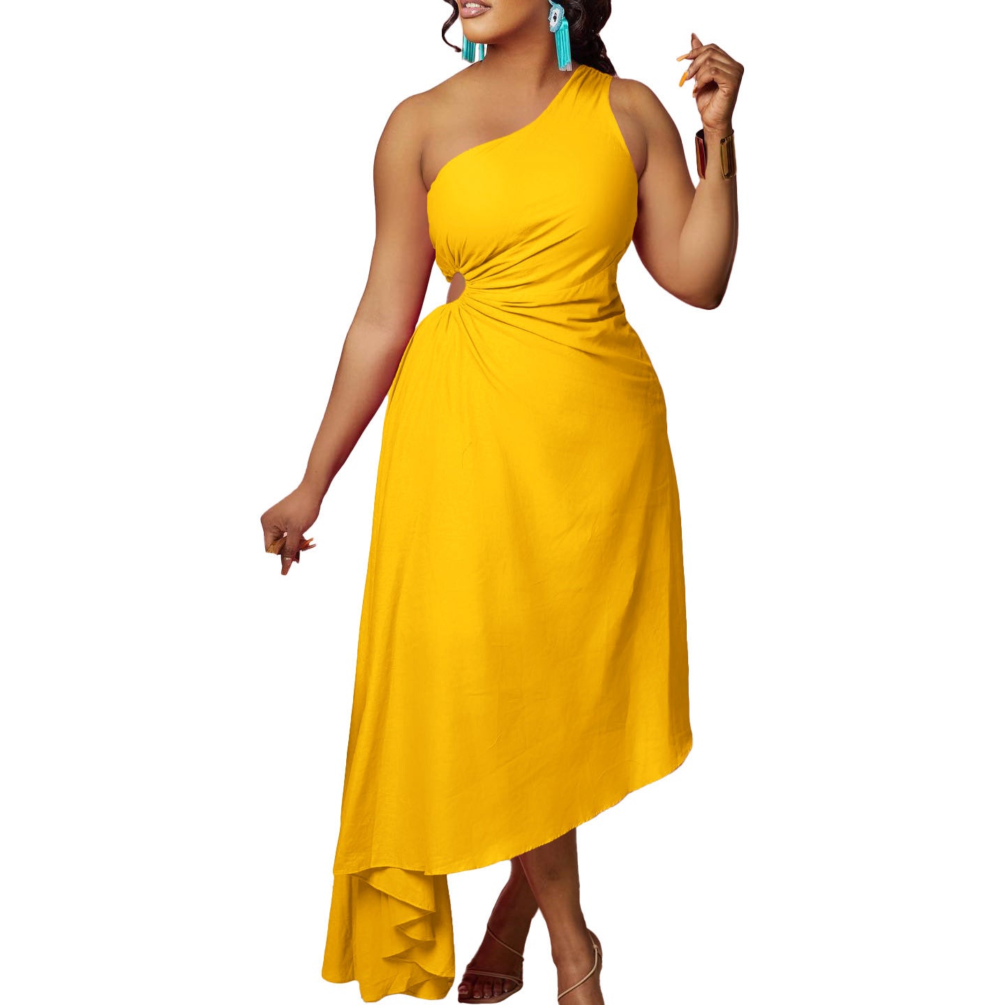 Fashionable Diagonal Shoulder Dress For Women - Alsy store