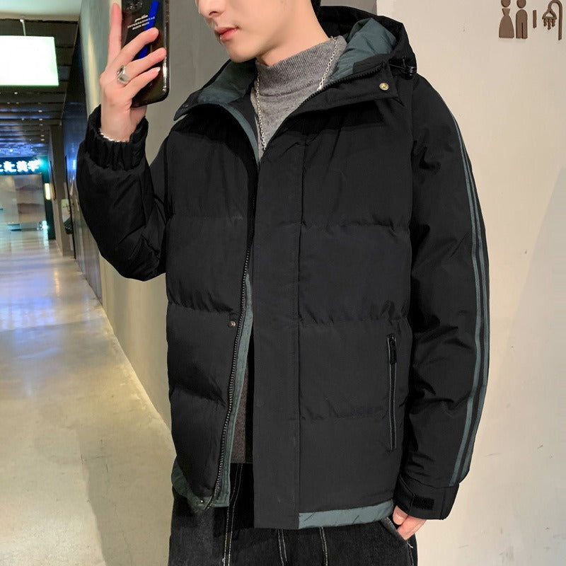 Men's new cotton coat, autumn and winter hooded cotton jacket, casual bread jacket, two-fold cotton jacket, men's coat eprolo