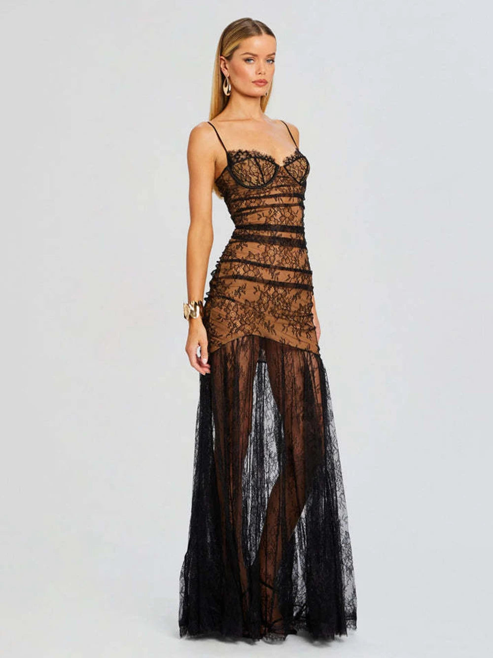 French high-end light-luxury and niche lace suspender mermaid dress waist-cinching design for women's coming-of-age ceremony eprolo