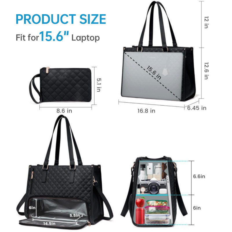 2-in-1 Travel Tote: Laptop & Insulated Lunch Bag. Ideal for Business, Work, Nursing, Office, College, Casual Use eprolo
