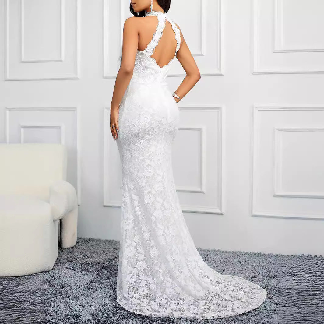 Fashion New Solid Color Trailing Dress Women Alsy store