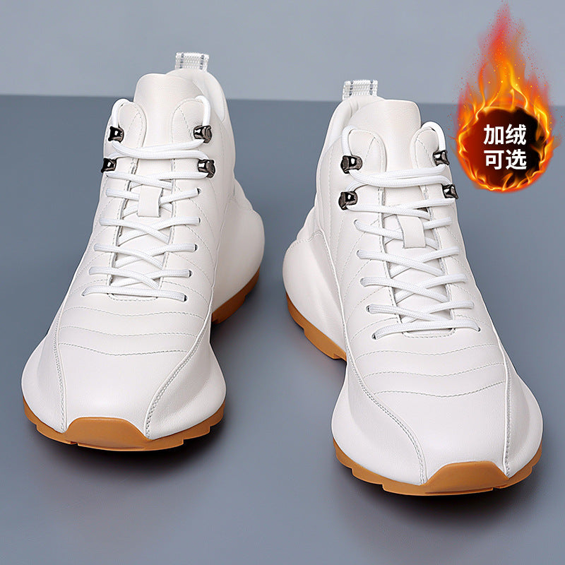 Alsy Celebrity Popular Cowhide Men's Shoes, Fashionable and Versatile Sports Velvet Sneakers, Trendyy High-Top Casual Shoes Alsy store