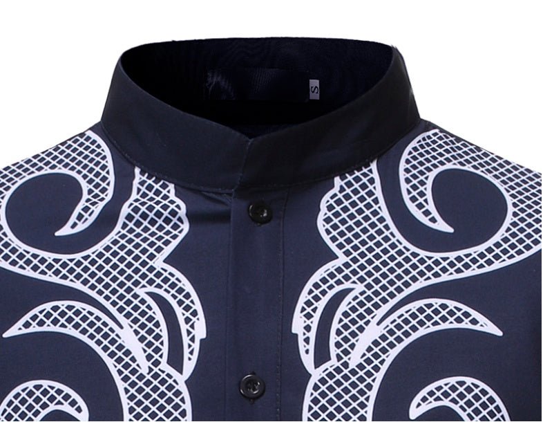 African Dashiki Robe Print Dress Shirt Men Hipster Hip Hop Casual - Alsy store