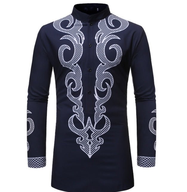 African Dashiki Robe Print Dress Shirt Men Hipster Hip Hop Casual - Alsy store