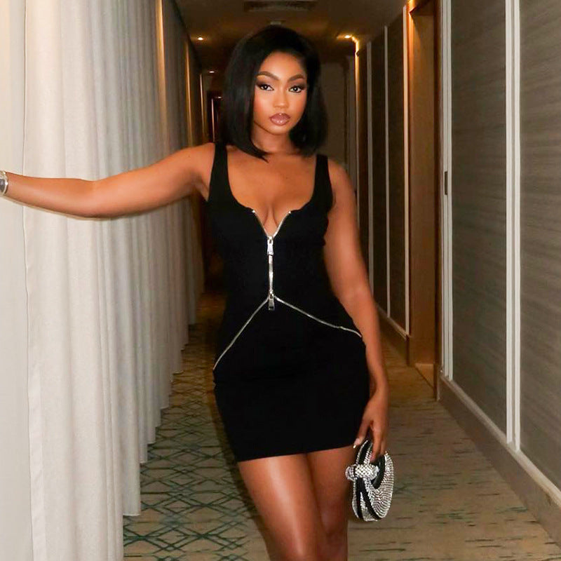 Sexy Zipper Sling Body Shaping Dress Alsy store