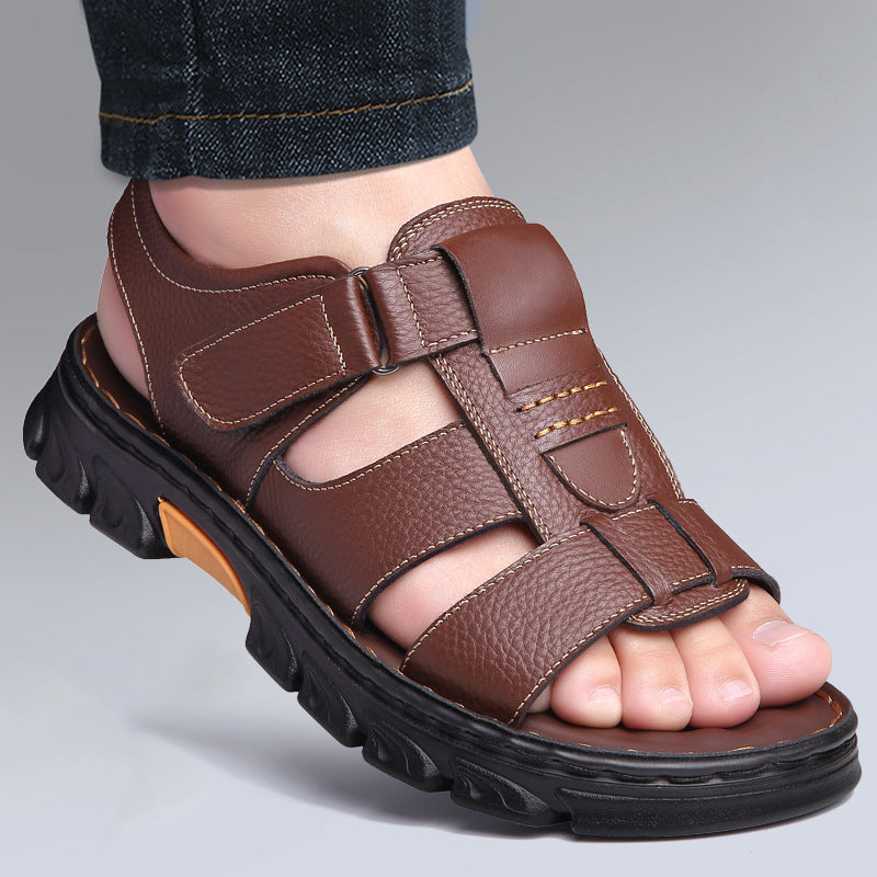 Summer New Cowhide Soft Bottom Dual-use Sandals Men Alsy store