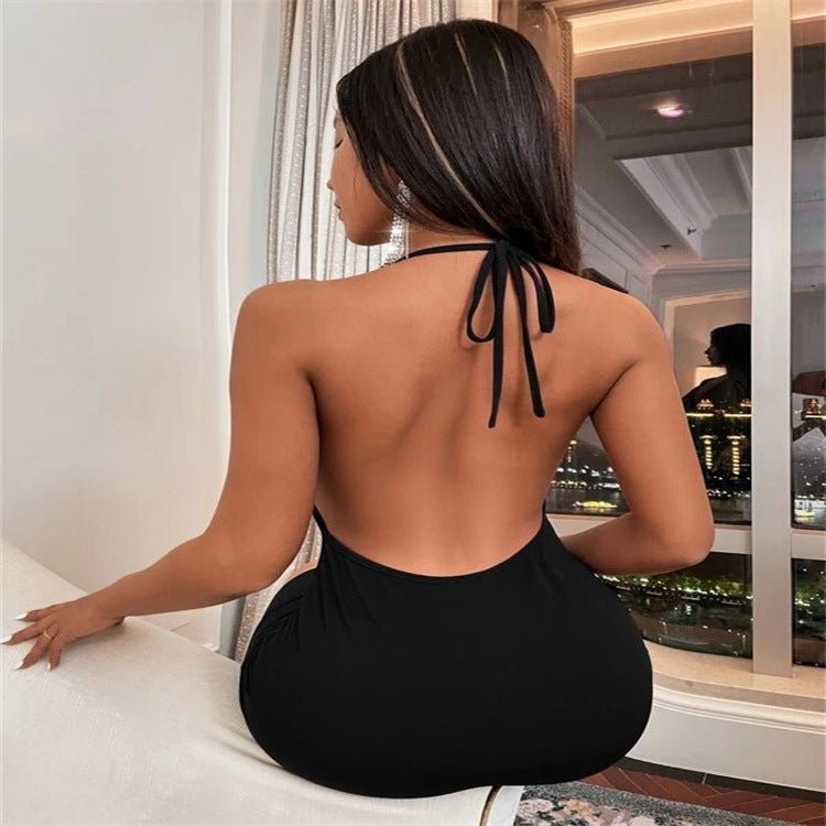 Summer Deep V - neck Dress Temperament Sling Backless Halter Dresses Women's Clothing - Alsy store