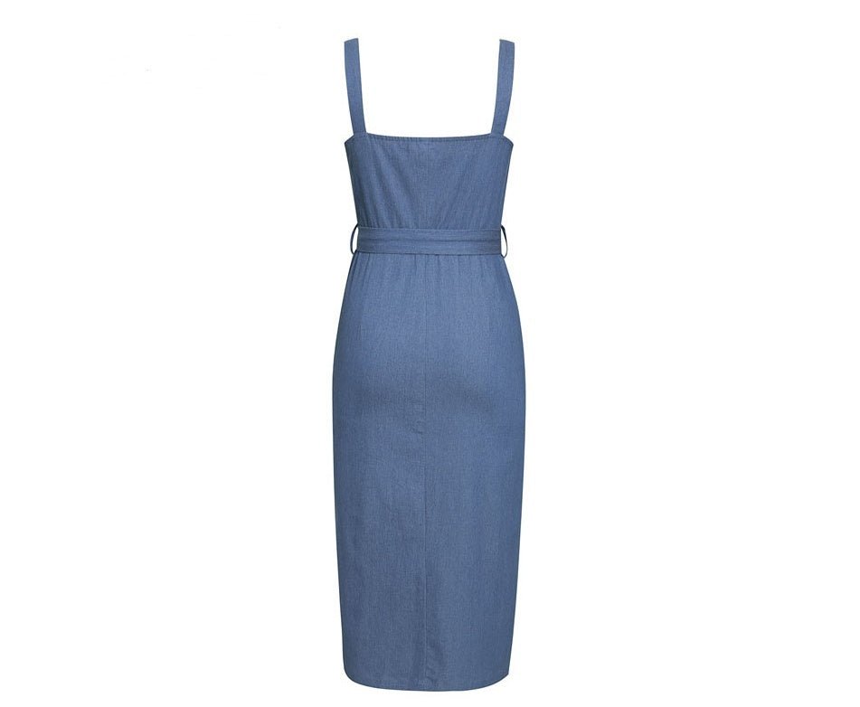 Women's long denim suspender dress - Alsy store