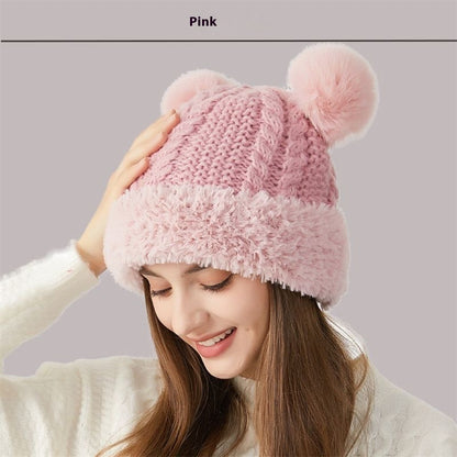 Winter Cute Fur Ball Knitted Hat Children Outdoor - Alsy store