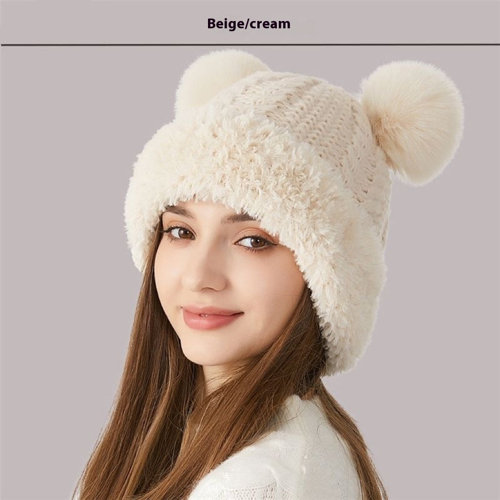 Winter Cute Fur Ball Knitted Hat Children Outdoor - Alsy store