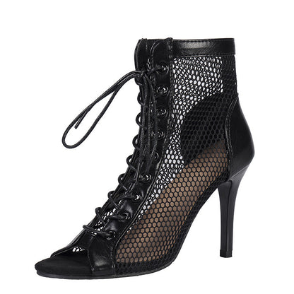 New Mesh Shoes European And American Stylish Peep Toe Stiletto Heel Sandals Women