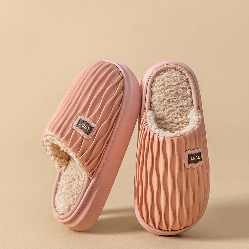 Women's Waterproof Warmth Retention Material Pod Pleated Cotton Slippers - Alsy store