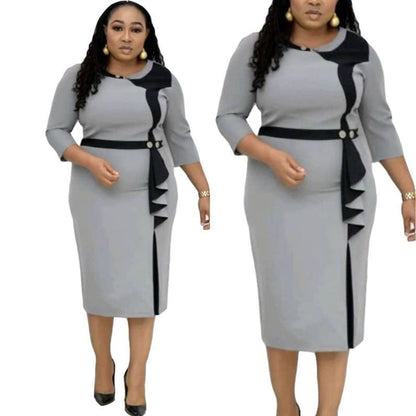 New African Ladies Big Size OL Commuter Office Dress