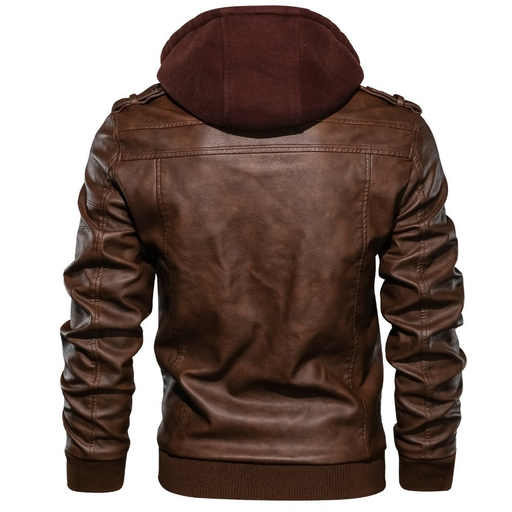 Men'S Jacket Coat Leather Pu Removable C Ap