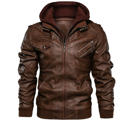 Men'S Jacket Coat Leather Pu Removable C Ap