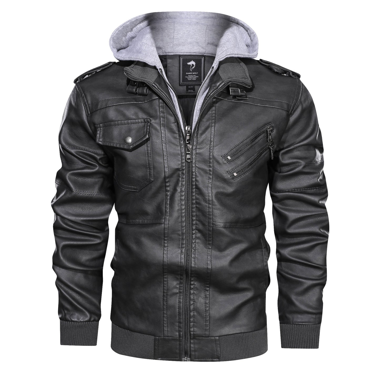 Men'S Jacket Coat Leather Pu Removable C Ap