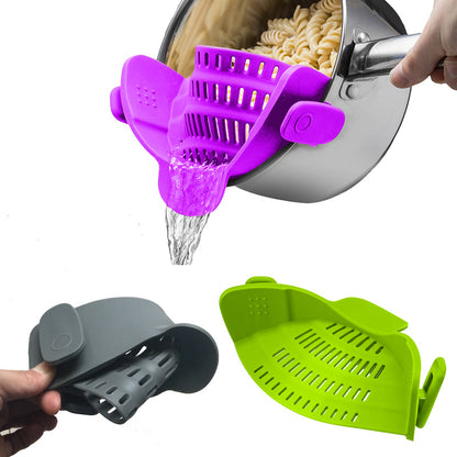 Silicone Clip-on Pot Pan Bowl Funnel Oil Strainer