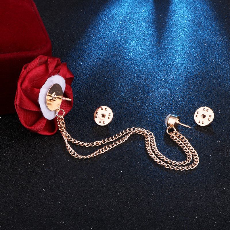 Fashion Handmade Rose Brooch Tassel Men Suit - Alsy store