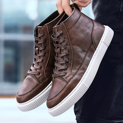 High-Top Sneakers Casual Leather Top Handmade Shoes Sneakers