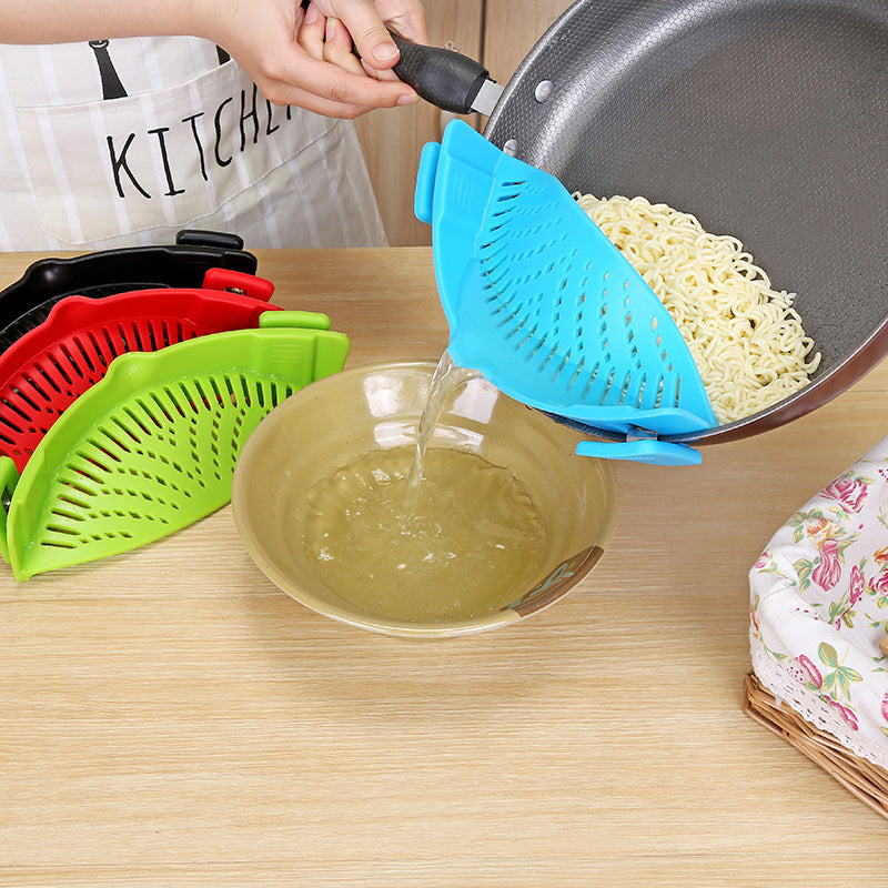 Silicone Clip-on Pot Pan Bowl Funnel Oil Strainer