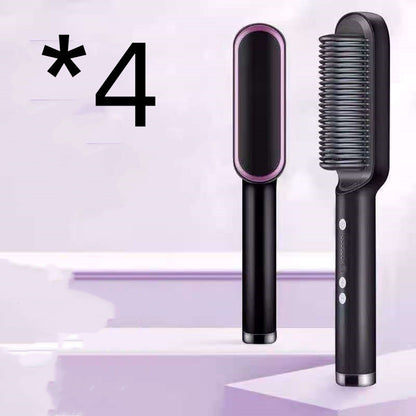 New 2 In 1 Hair Straightener Hot Comb Negative Ion Curling Tong Dual-purpose Electric Hair Brush - Alsy store