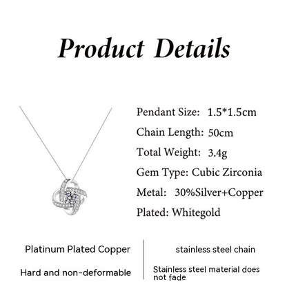 Full Diamond Silver Pendant Necklace Eternal Star Gift For Wife Holiday Gift - Alsy store